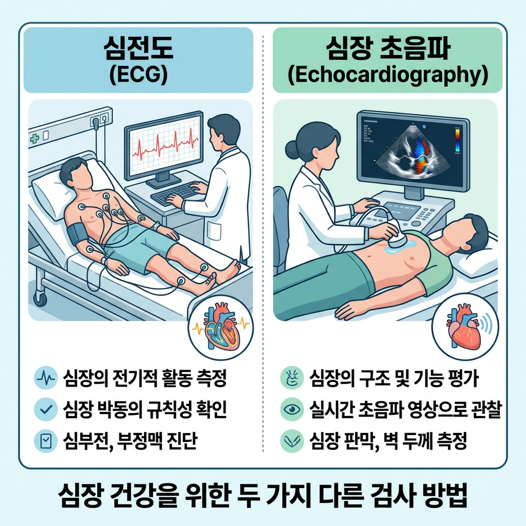 ECG와 Echocardiography 차이점｜심전도와 심장초음파 검사 및 간호 핵심
